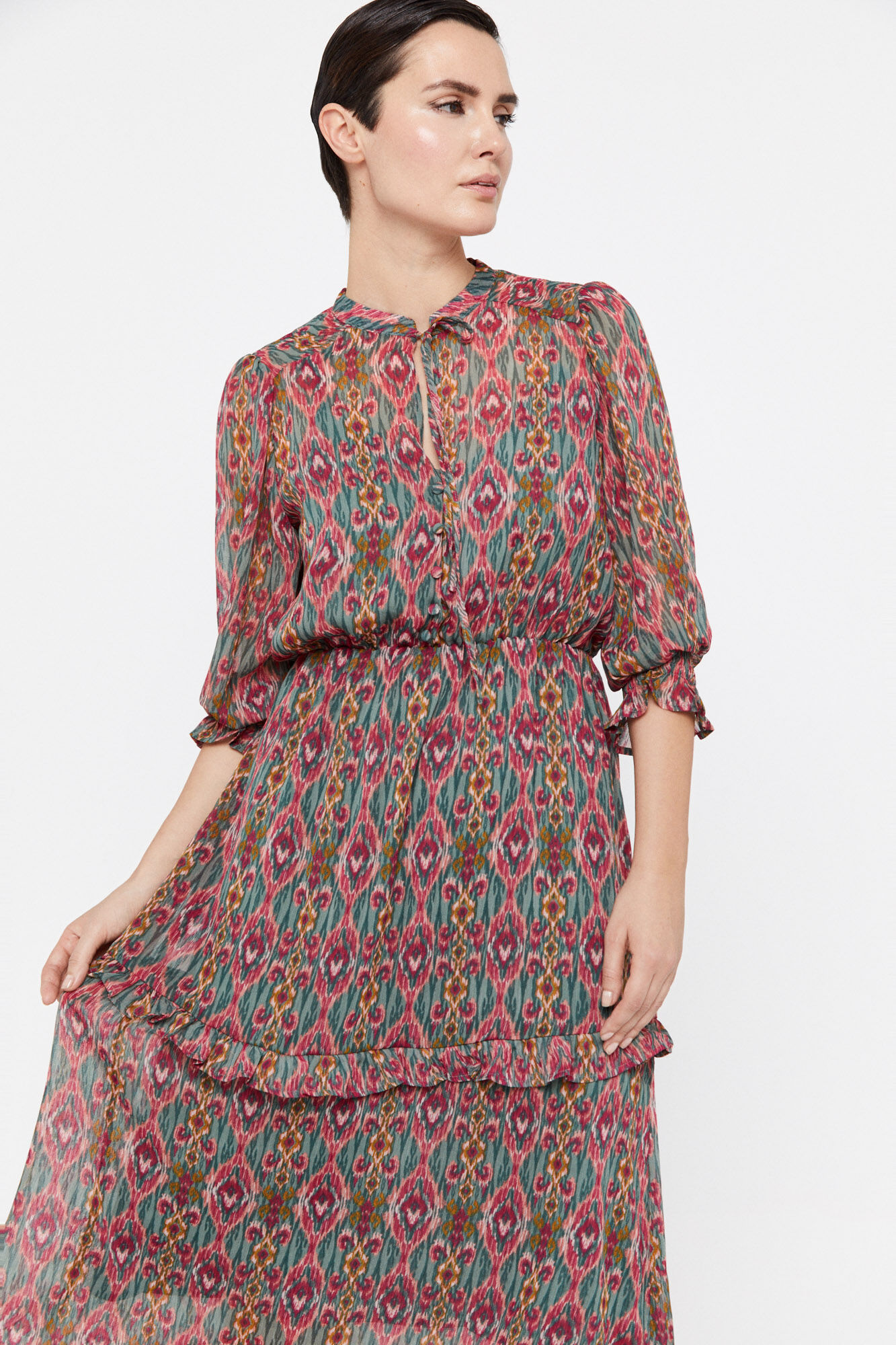 Vestido em poliéster reciclado - Estampa verde