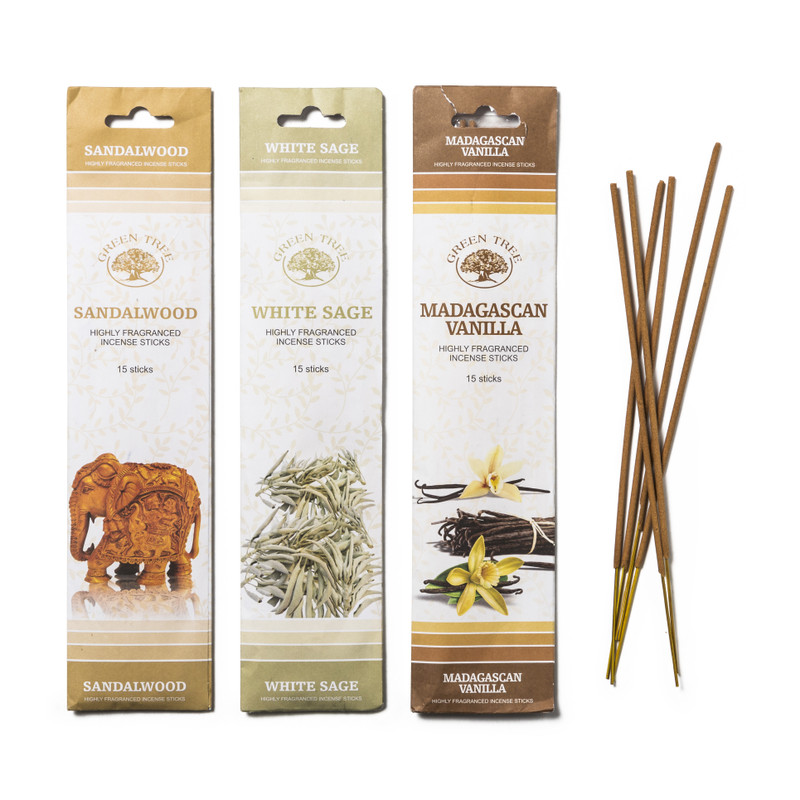 Wierooksticks Green Tree - sandalwood - 15 stokjes