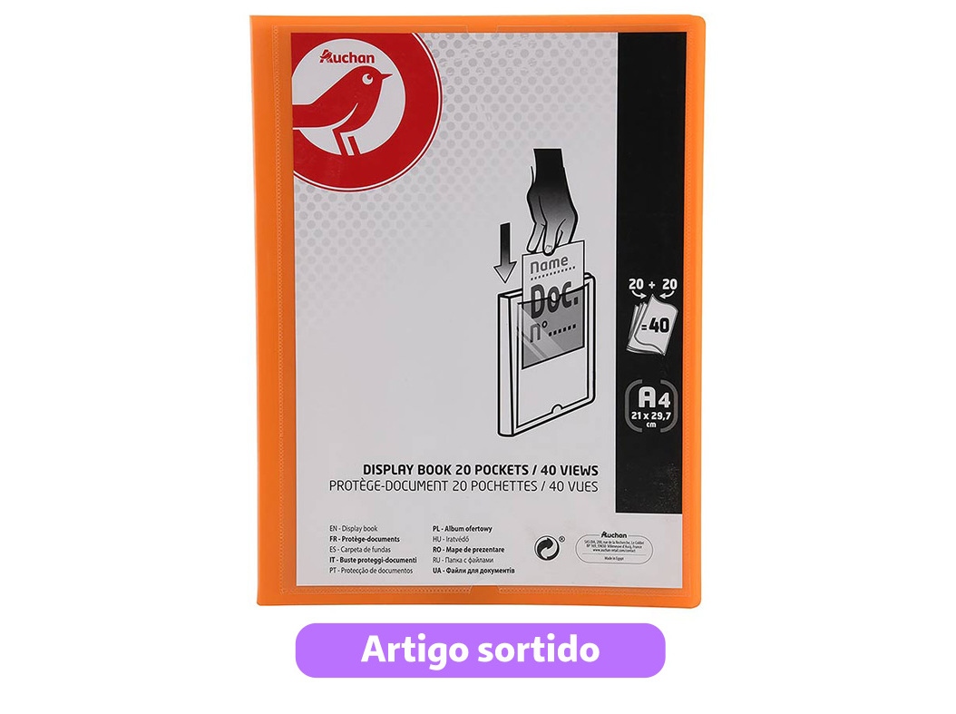 PORTFÓLIO AUCHAN A4 20 20 BOLSAS CORES SORTIDAS