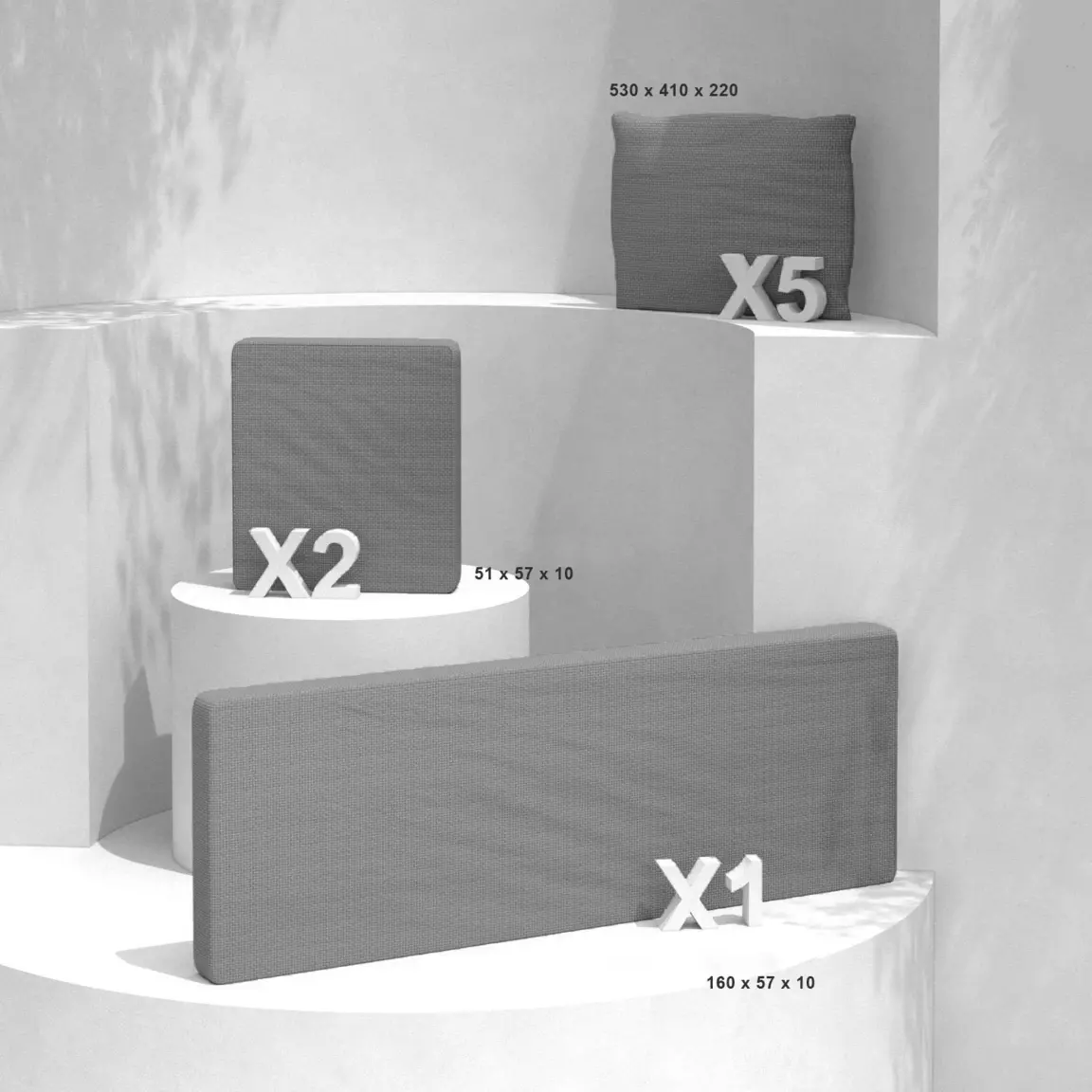 Lot de coussins de remplacement pour salon de jardin Calvi 5 places Gris foncé