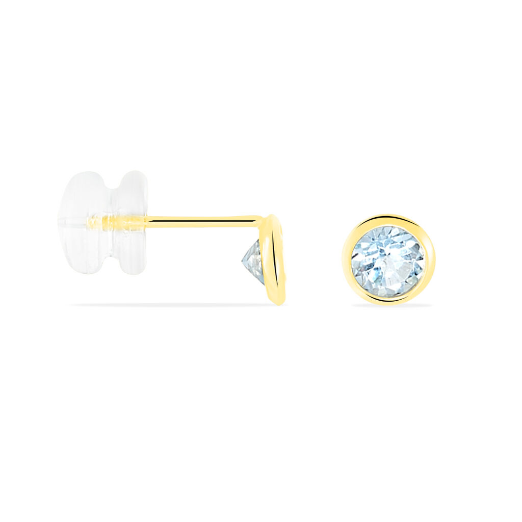 Boucles D'oreilles Puces Edy Serti Clos Or Jaune Topaze