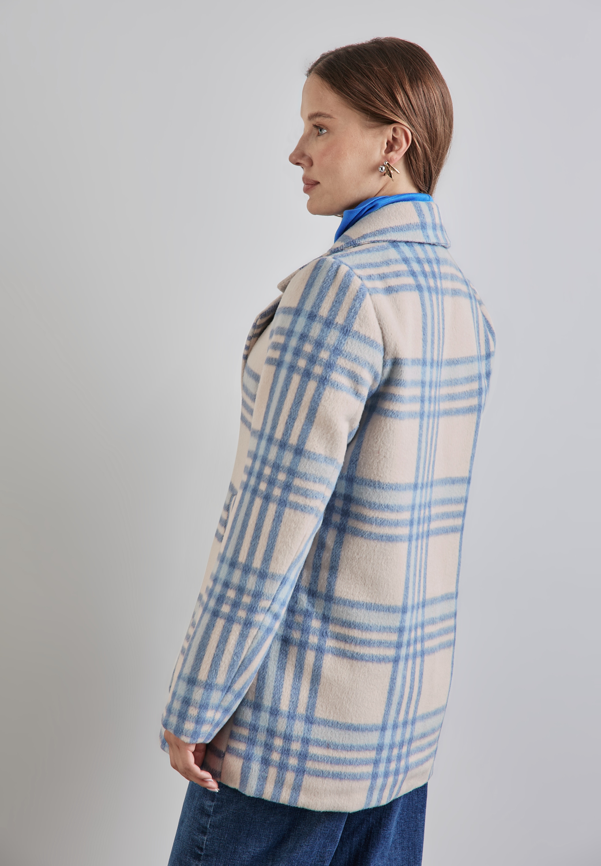 STREET ONE Cabanjacke ohne Kapuze kariert, mit Reverskragen