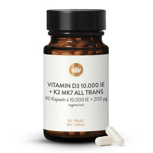 Sunday Natural Products  Vitamin d3 + k2 mk7 kapseln10.000IE + 200µgHochdosiert