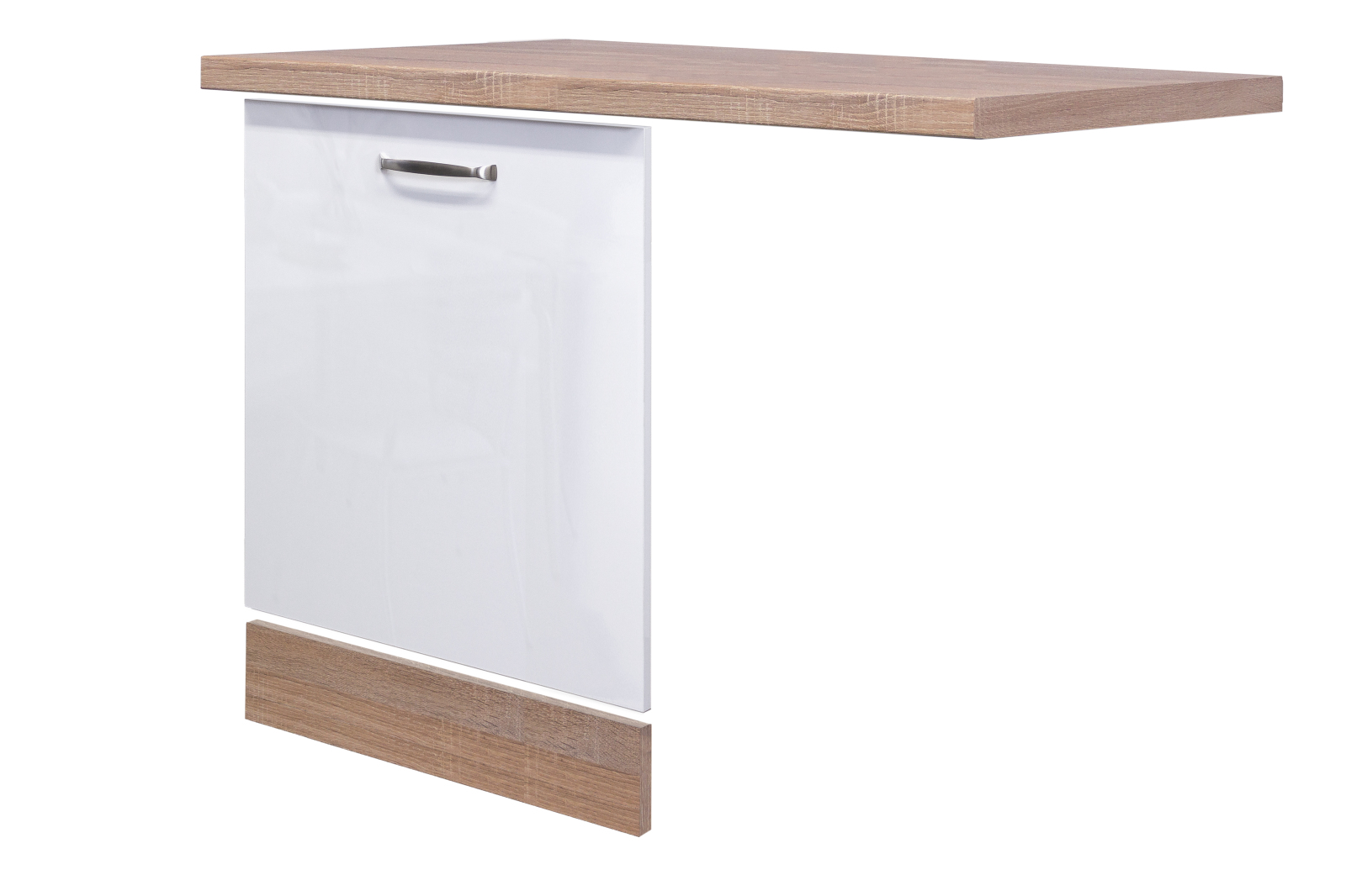 Geschirrspüler-Umbau VALERO - weiß Hochglanz-Sonoma Eiche - mit Griff - 110 cm