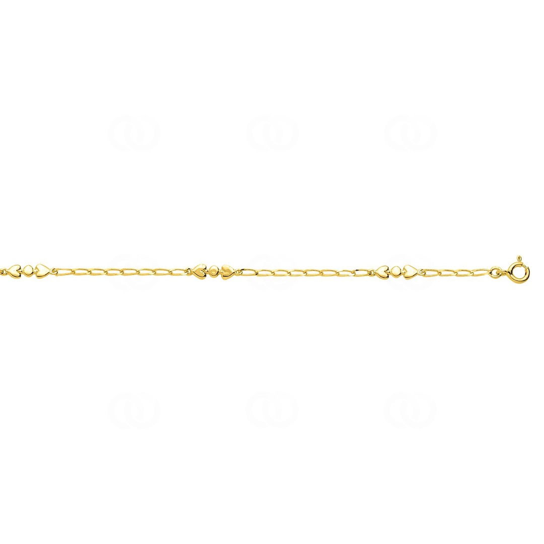 Fusskette 750/18 K Gelbgold mit Herzen