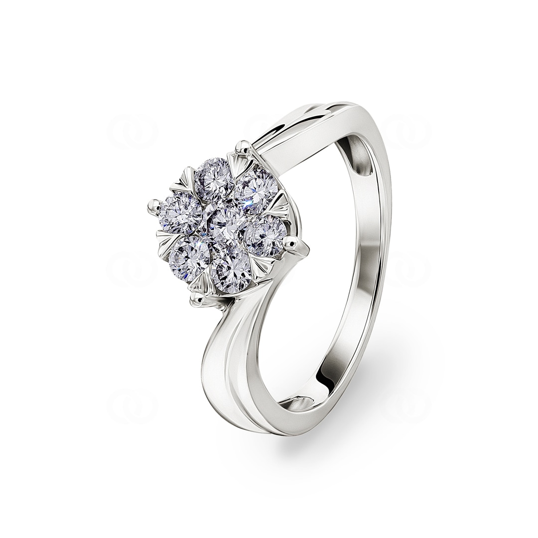 Verlobungsring 750/18 K Weissgold mit Diamanten 0.50 ct H/si