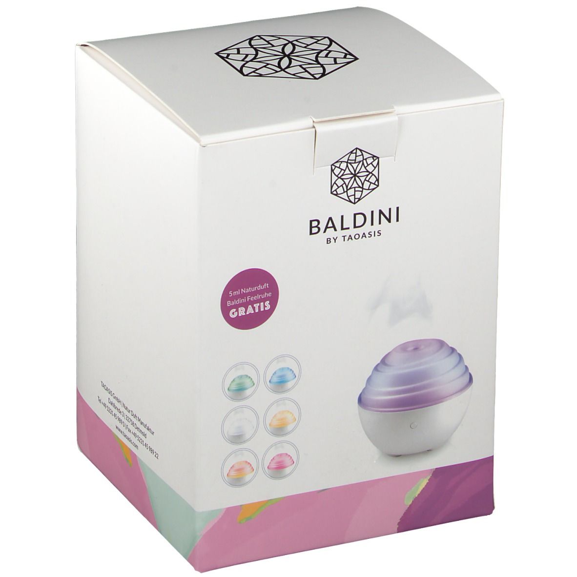 TAOWELL® MINI der Ultraschallvernebler mit Farbspiel + 5 ml Naturluft BALDINI BY TAOASIS Feelruhe®