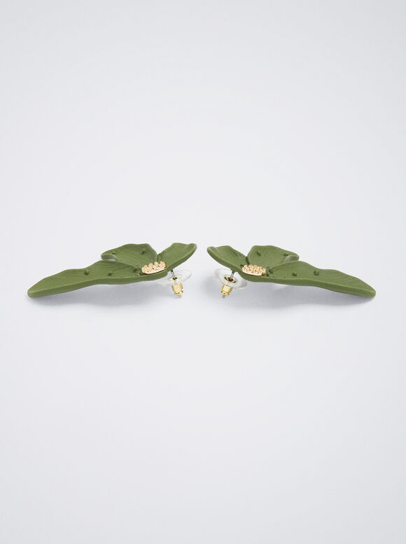 Brincos de Flor de Borracha - Cáqui