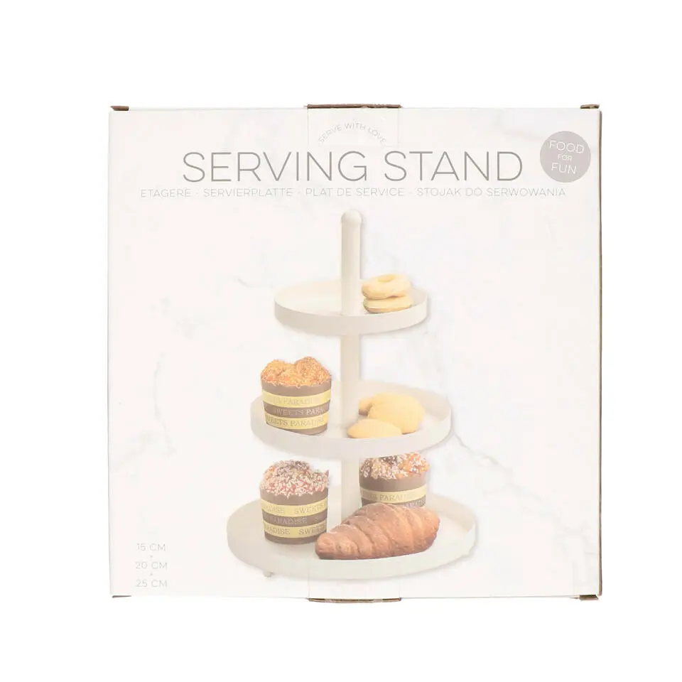 Etagere - wit - metaal - 3-laags - 30 x 55 cm - hapjes/high tea