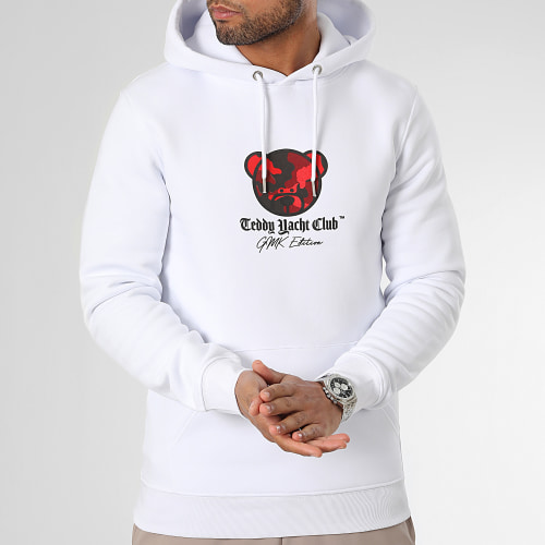 GMK Edition Limitée 100 ex. Sweat Capuche Kamo Blanc Camouflage Rouge