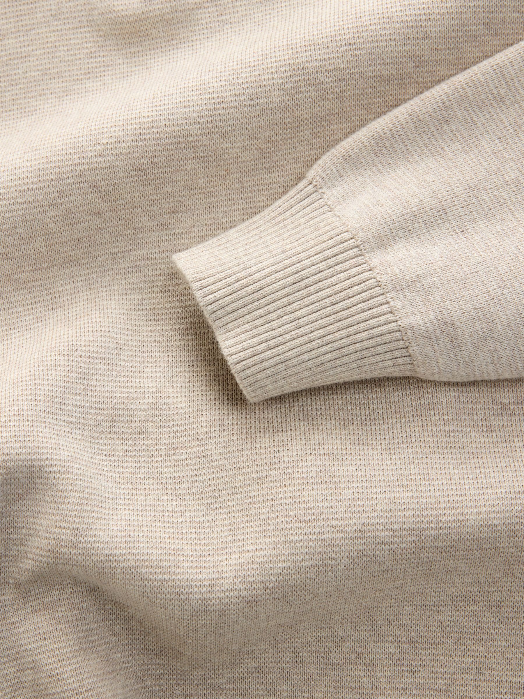 Moutkleurig - Effen - Regular fit 100% katoenen premium trui met korte rits