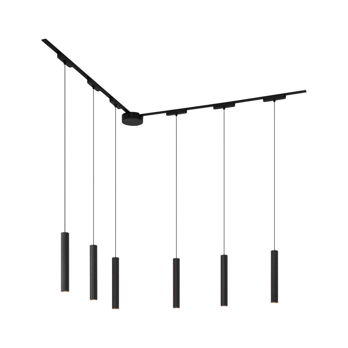 Modern railsysteem met 6 hanglampen zwart 1-fase - Magnetic Cassie