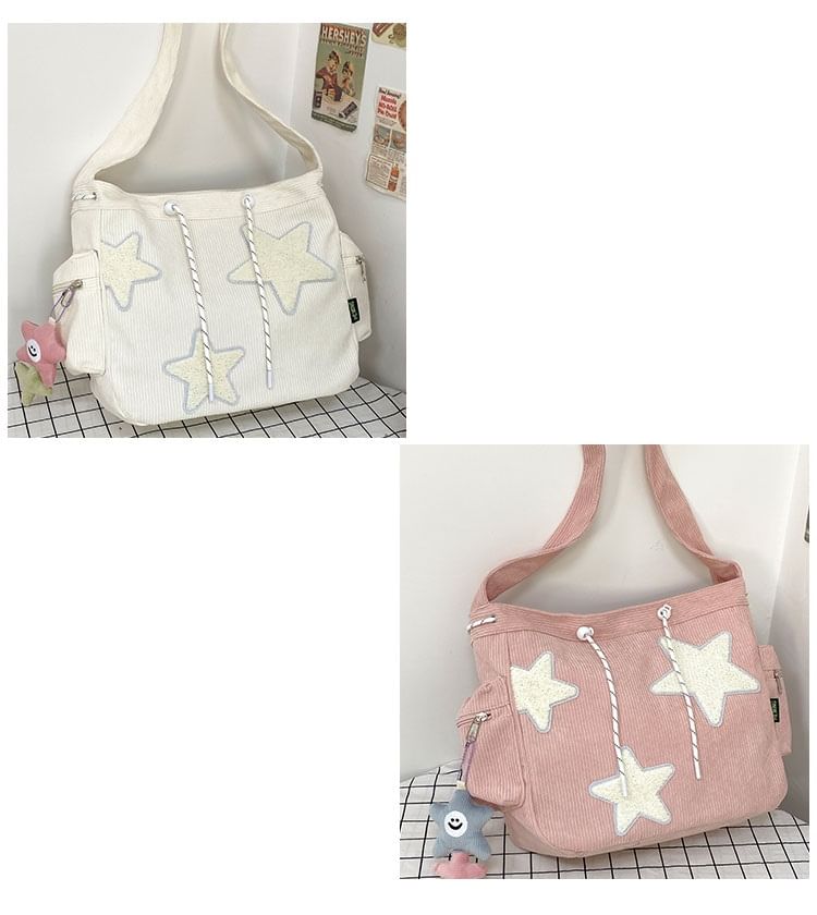 Skyglow - Corduroy Star Applique Trekkoord Crossbody Schoudertas