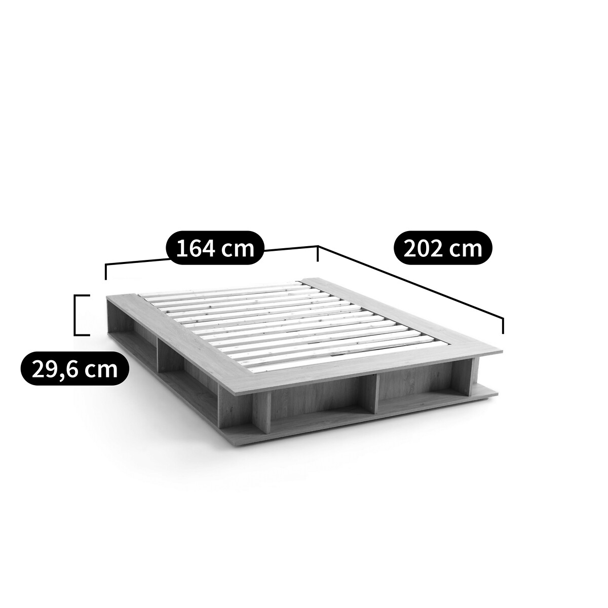 LA REDOUTE INTERIEURS<br>Cama com espaço de arrumação, base de cama semi-elevável Presto