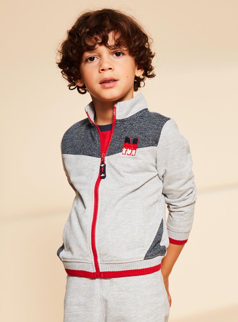 Haut de jogging gris souris à broderie M