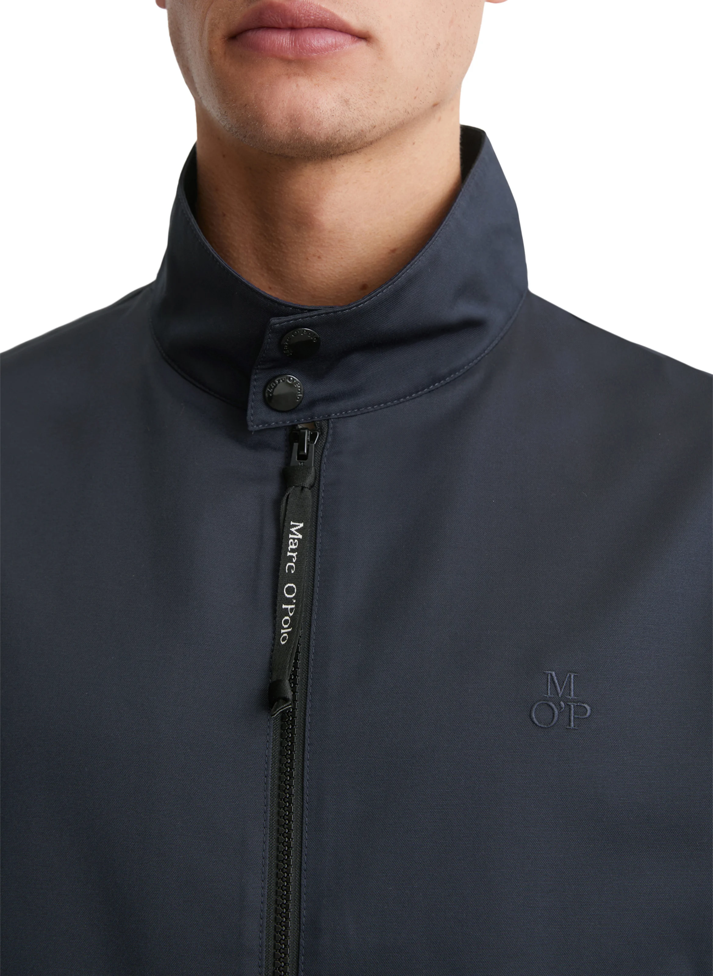Veste droite zippée à col montant| Bleu