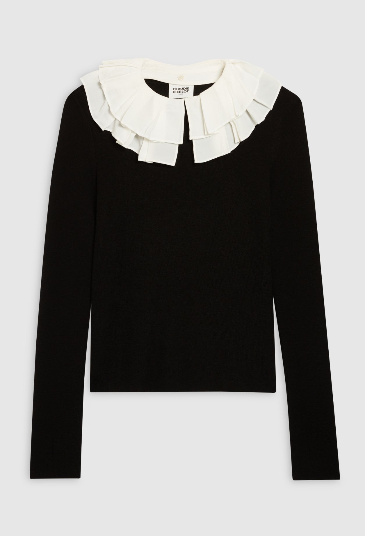 Pull noir double col amovibles