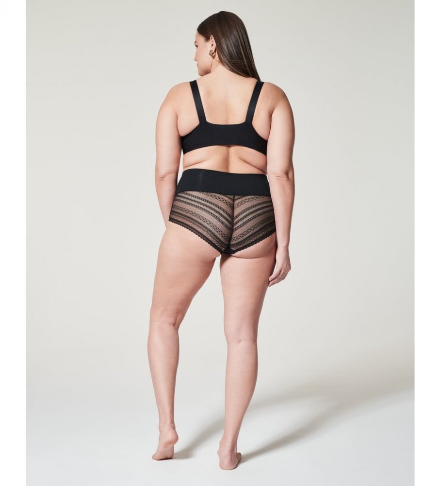 Calcinha de cintura alta SPANX com renda preta