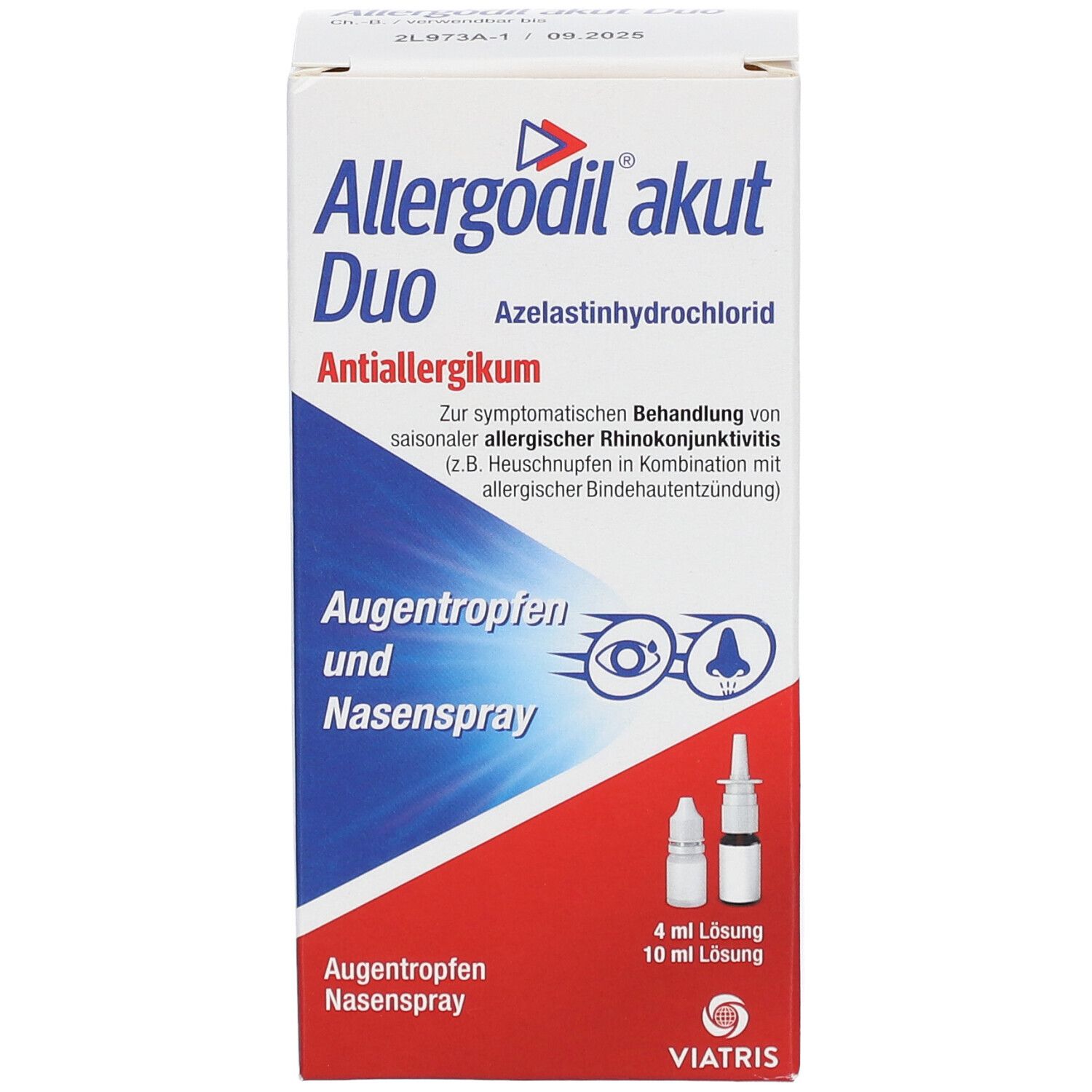 Allergodil® akut Duo: Allergie Kombipack mit Nasenspray (10 ml) und Augentropfen (4 ml), Antiallergikum mit Azelastinhydrochlorid