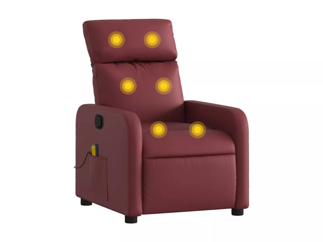 Fauteuil massant inclinable Rouge bordeaux Similicuir