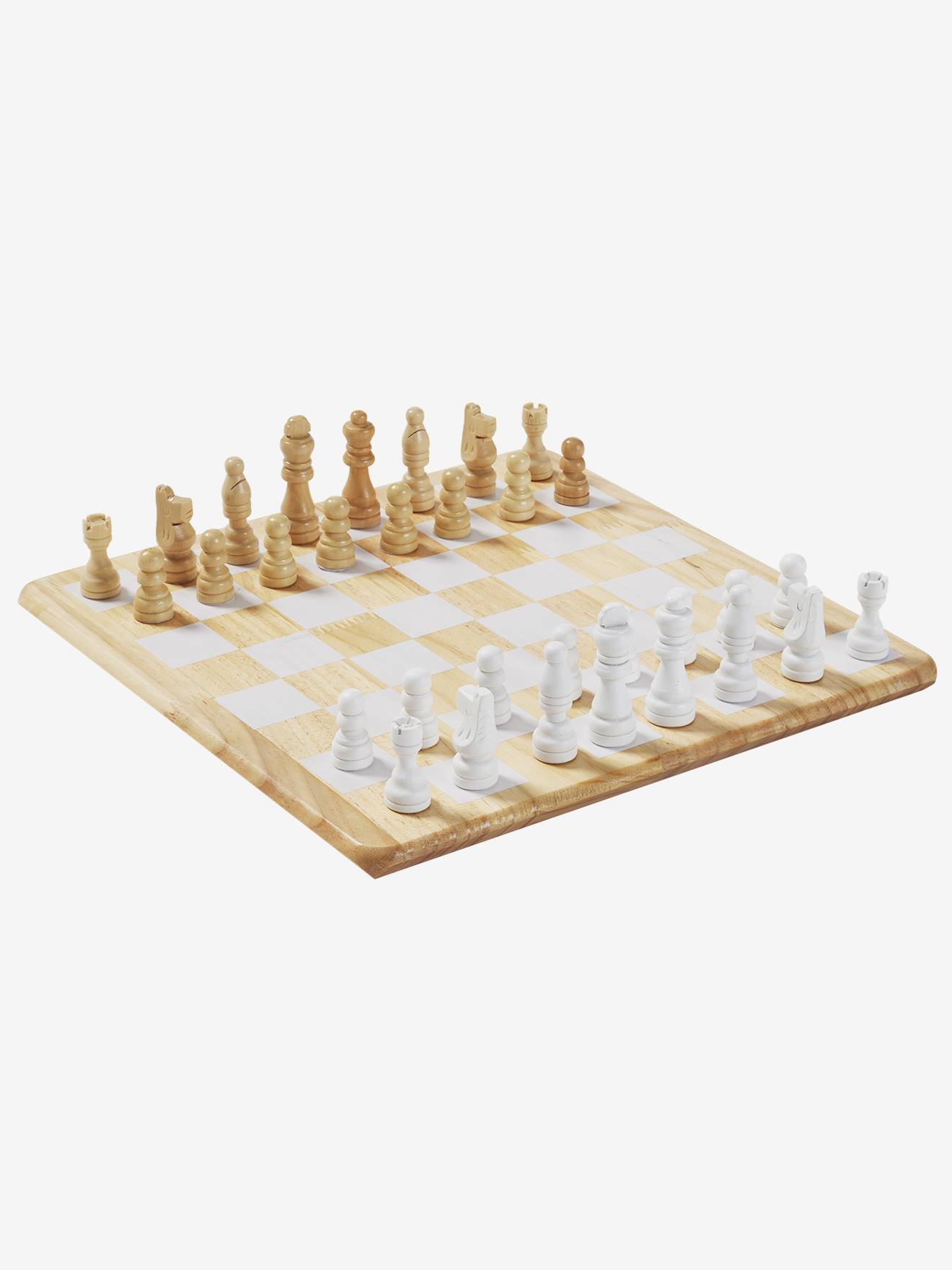 Conjunto de xadrez de madeira bege