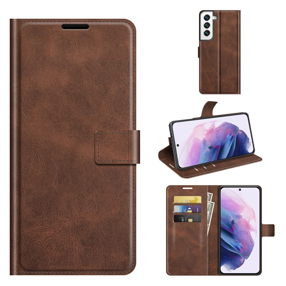 Samsung Galaxy S22 5G Vintage Leder Tasche Flip Cover mit Kartenfächer - Dunkelbraun