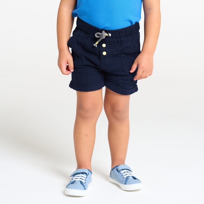 Short coton léger gaufré bleu bébé garçon Bleu