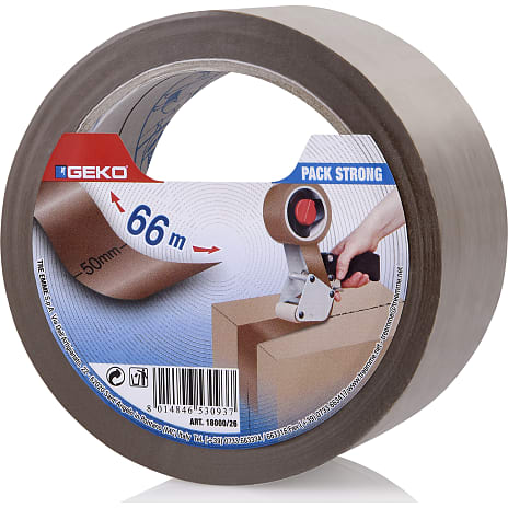GEKO pakketape 66 meter - brun