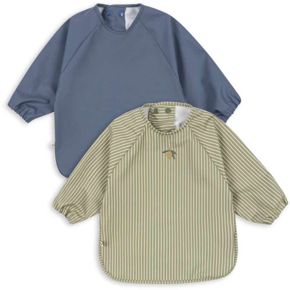 Køb Konges Sløjd Tea Stripe/Flint Stone 2 Pak Dinner Hagesmæk Med Ærmer