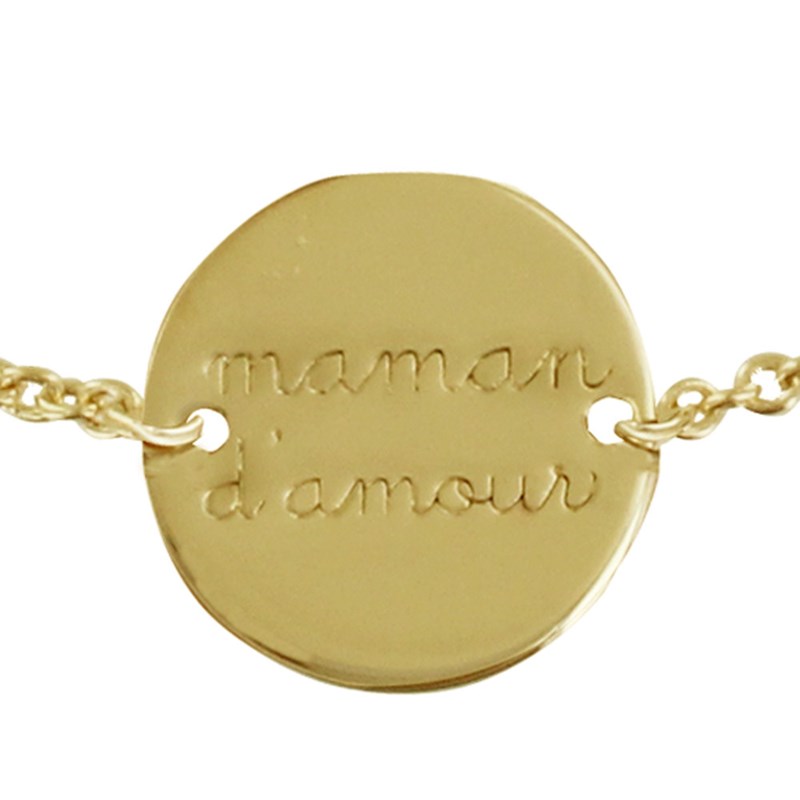 Bracelet Plaqué Or Médaille Ronde Maman d'Amour