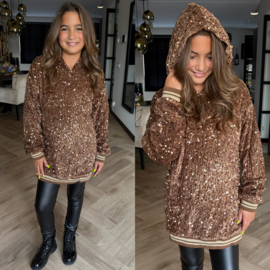 Sequin Shine Hoodie dress - brons