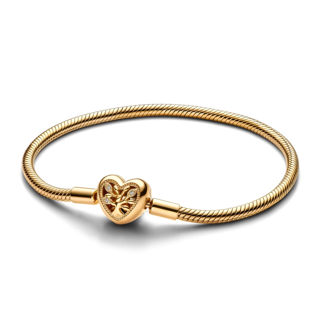Pandora Gold Moments Stammbaum Herzverschluss Schlangen-Gliederarmband