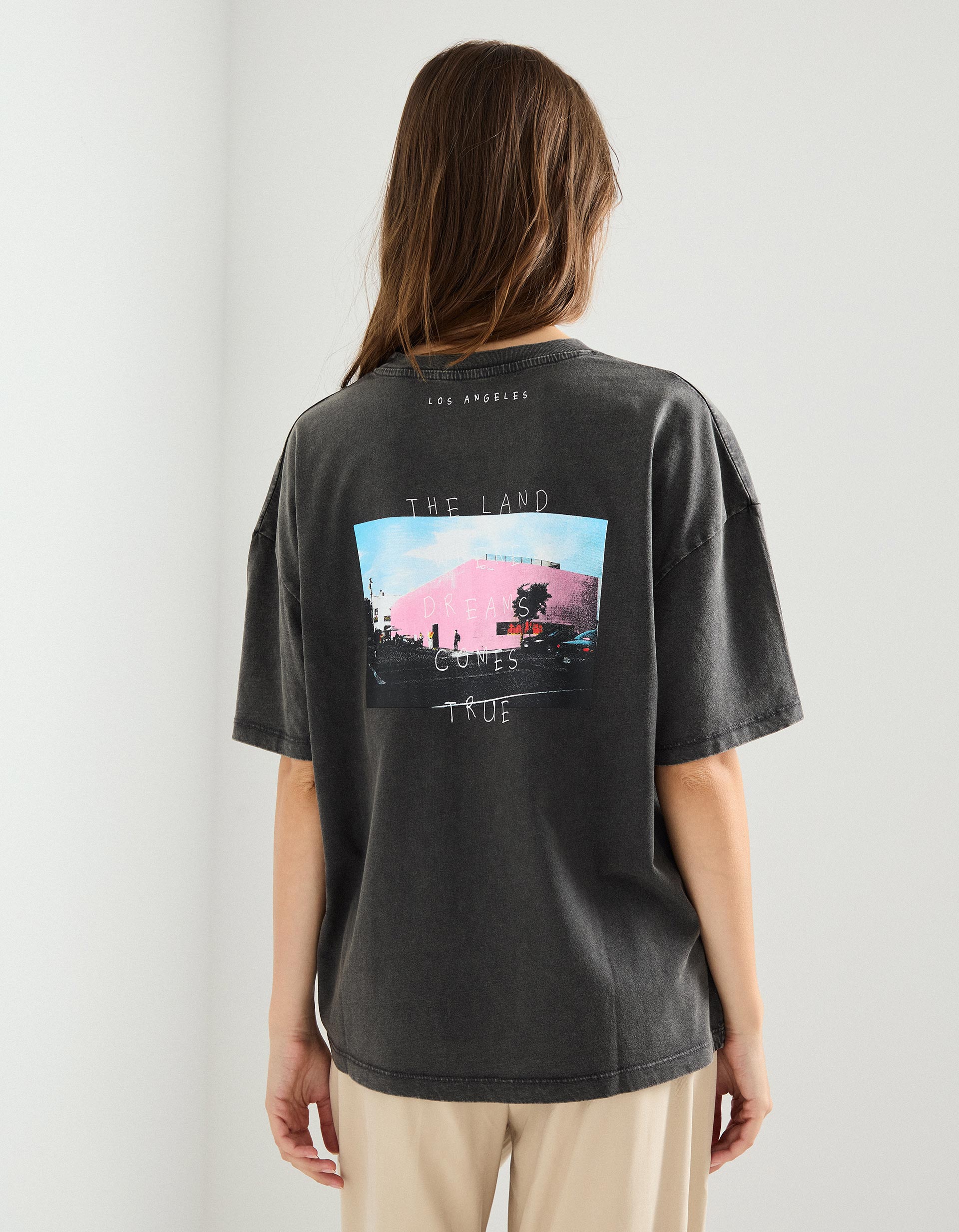 T-shirt Print, Mulher, Cinzento Escuro