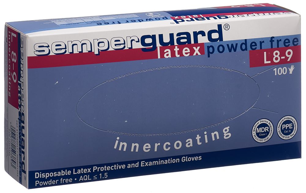 Semperguard Handschuhe Latex IC<br>100 Stück, L, puderfrei weiss