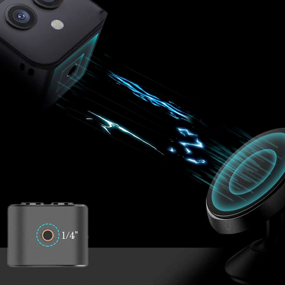 Mini WiFi IP Kamera 4K Infrarot LED's Weitwinkelfunktion mit Akku (200mAh) / Micro SD Kartenslot   Halterung iOS/Android (Dual Lens) - Schwarz