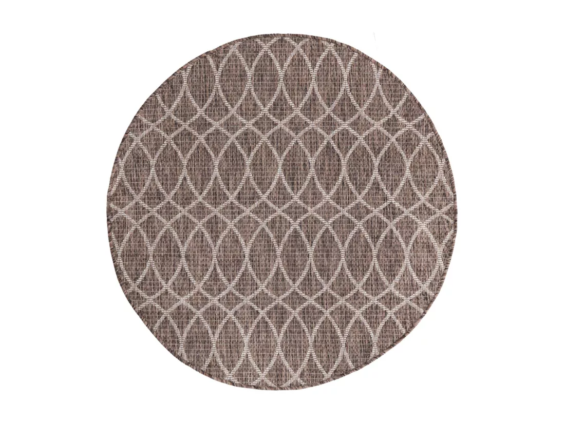 Tapis d'Extérieur - 122x122 - Marron - Tulum Geometrical