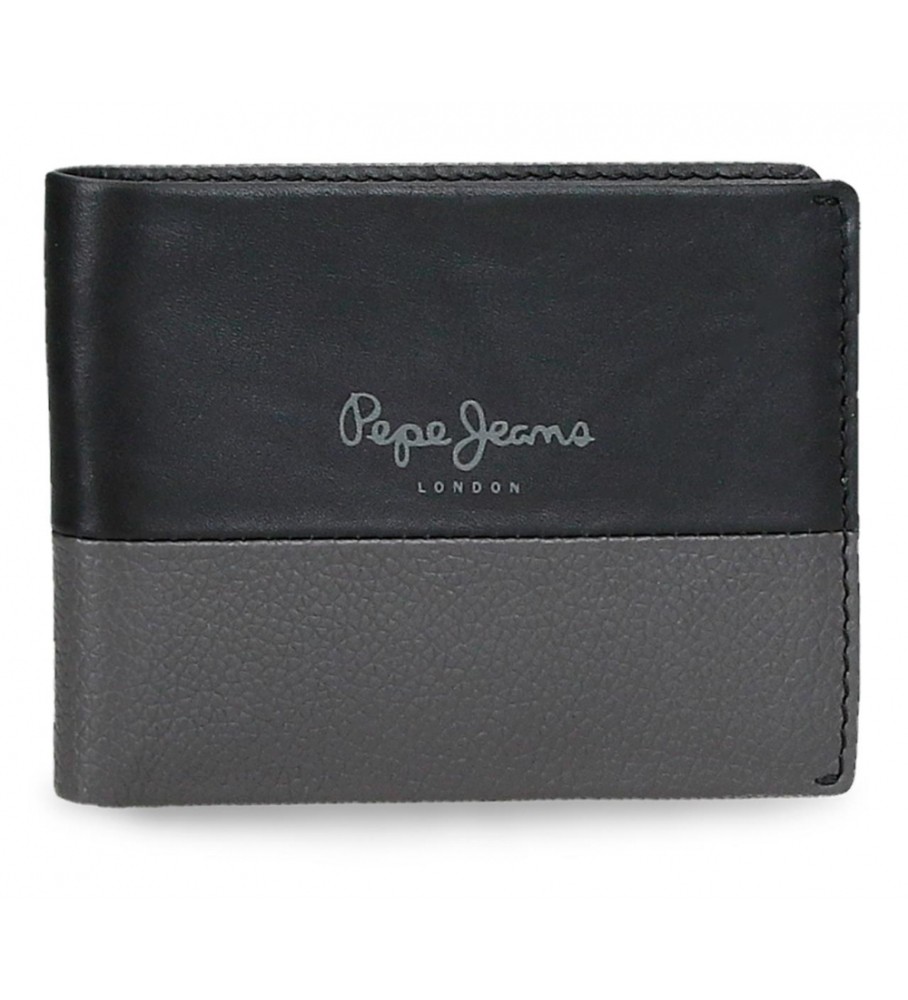 Carteira dupla de couro preta da Pepe Jeans