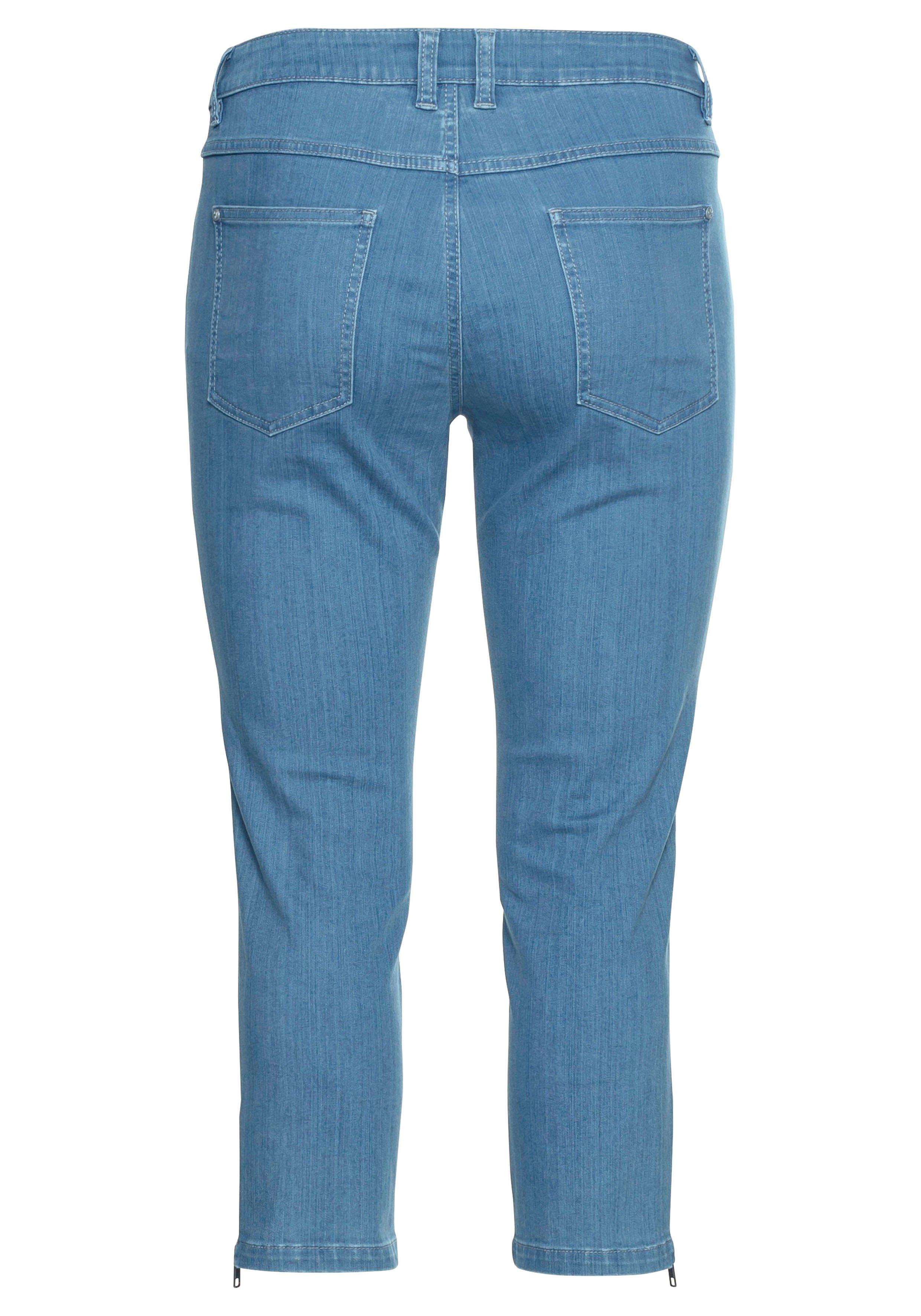 Schmale 7/8-Jeans mit Zipper am Saum