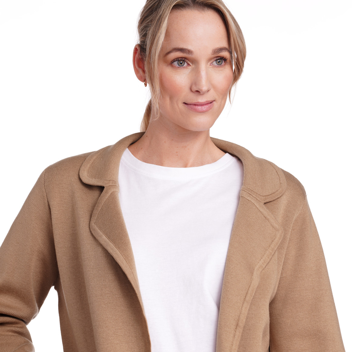 Gina Benotti Damen Strickblazer mit Reverskragen beige