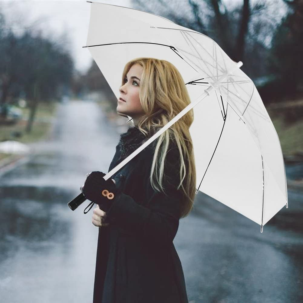 (Ø105cm) LED Regenschirm Fashion Schirm mit 7 Beleuchtungs Modi   Handschlaufe (Batteriebetrieben) - Transparent