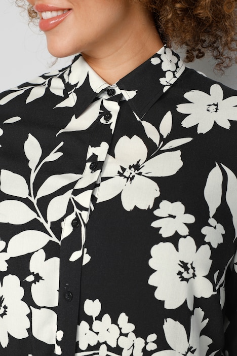 Maxikleid, floraler Druck, Langarm mit TurnUp