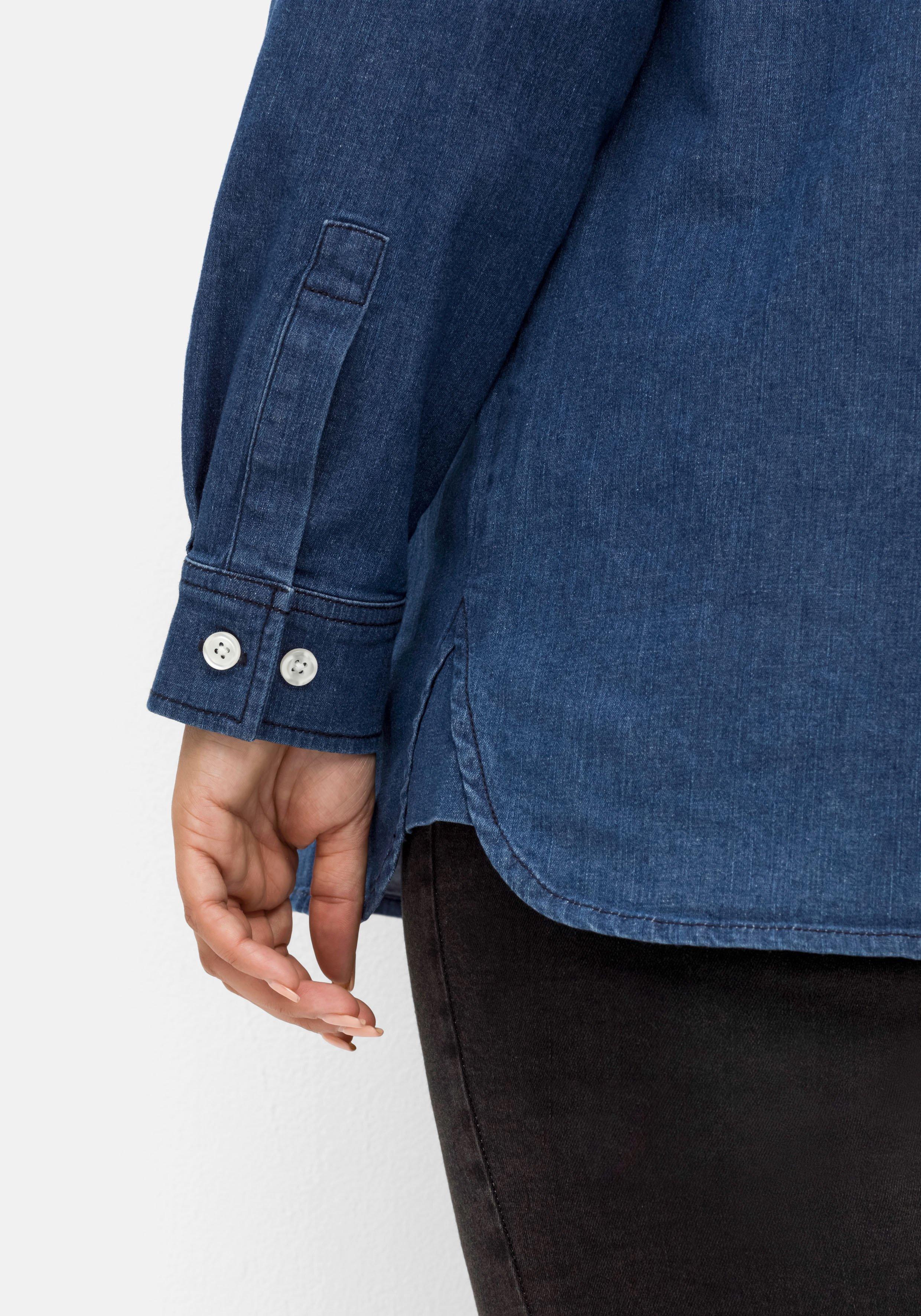 Jeanstunika mit Blusenkragen und Brusttasche