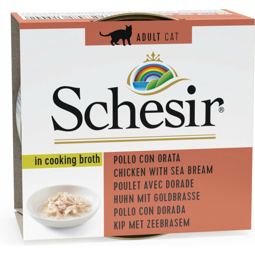 14x Schesir Kattenvoer Gekookte Kip en Zeebrasem70 gr