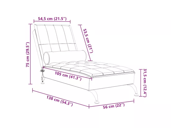 Chaise longue de massage avec traversin bleu tissu