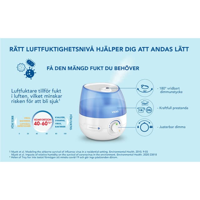 Luftfuktare Mini Cool Mist Ultrasonic VUL525