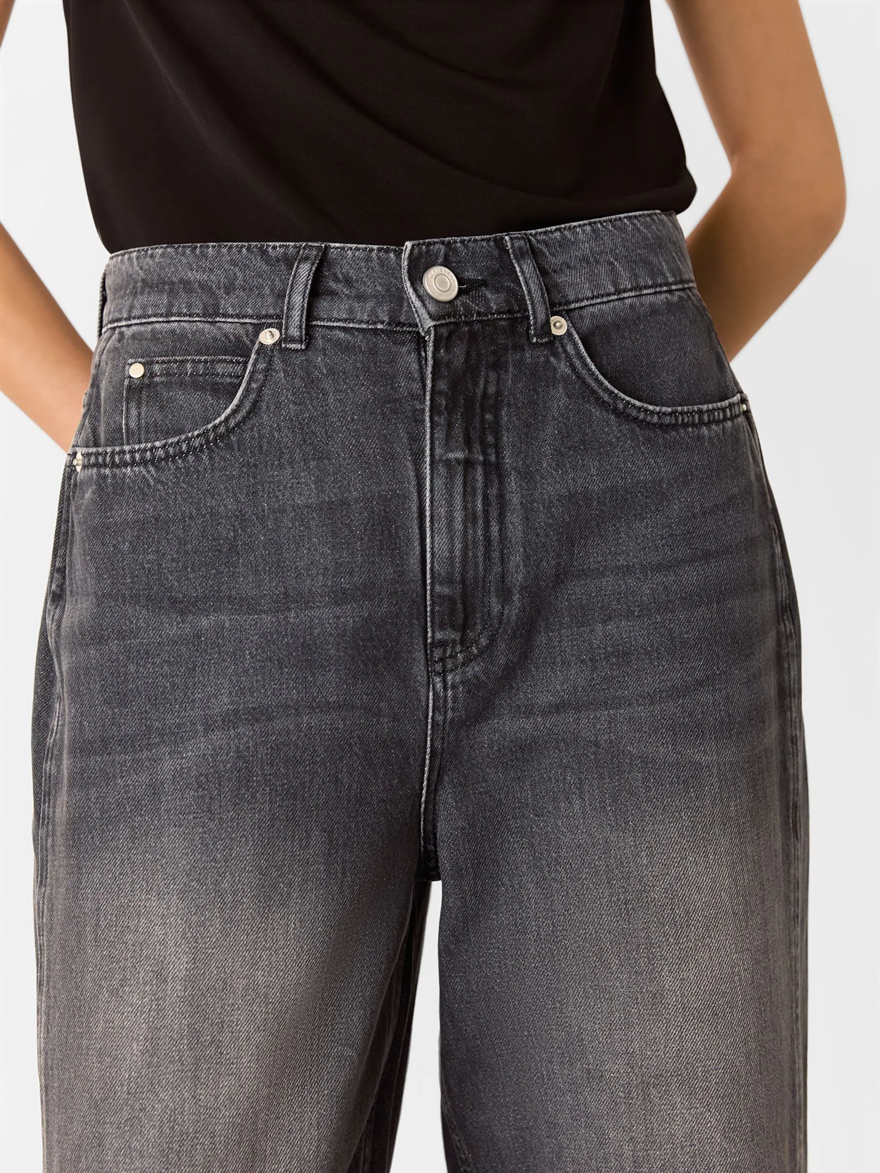 Grijs - Whistles High Waist Barrel Taper Leg 100% Cotton Jeans