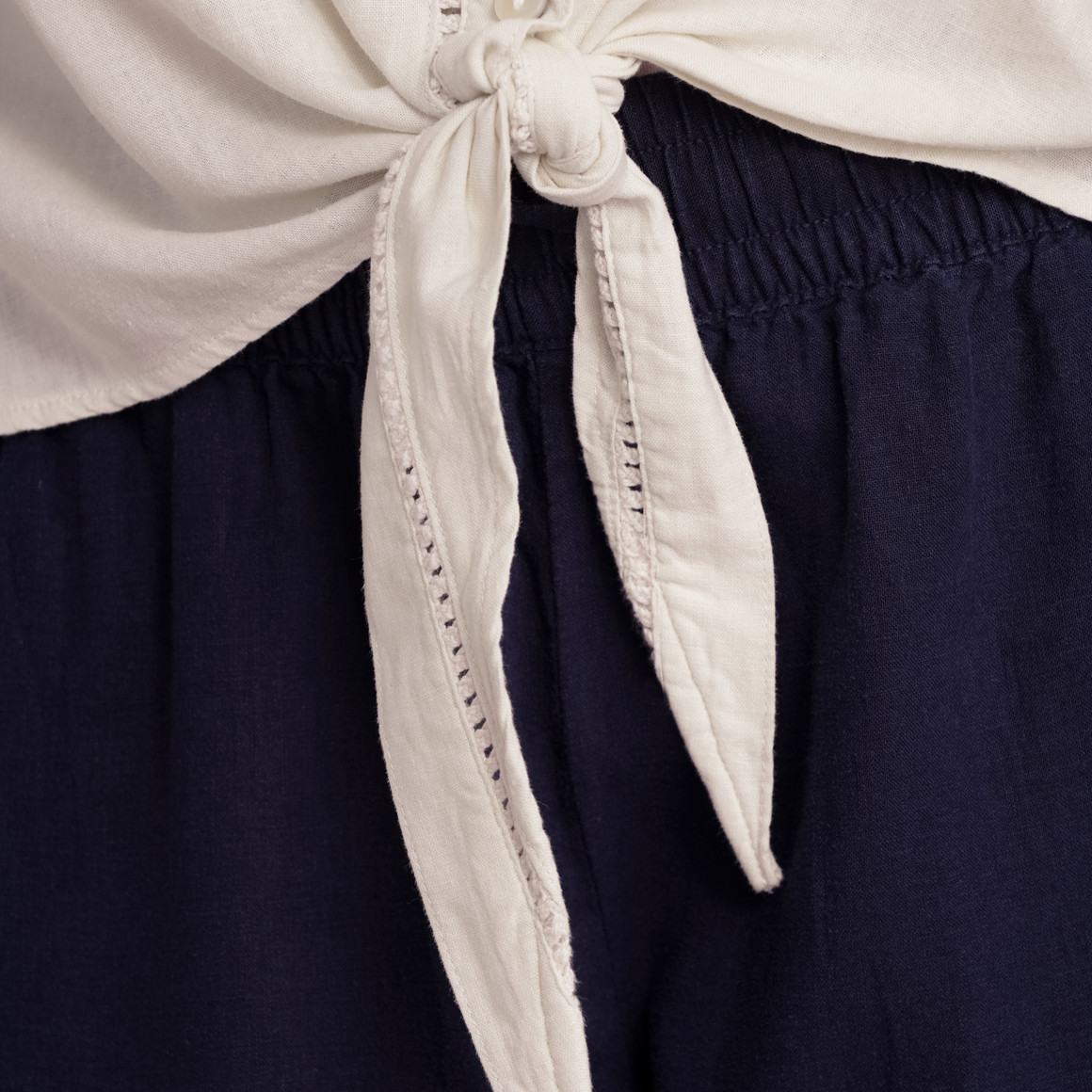 Gina Benotti Damen Leinen-Bluse mit Knotendetail beige