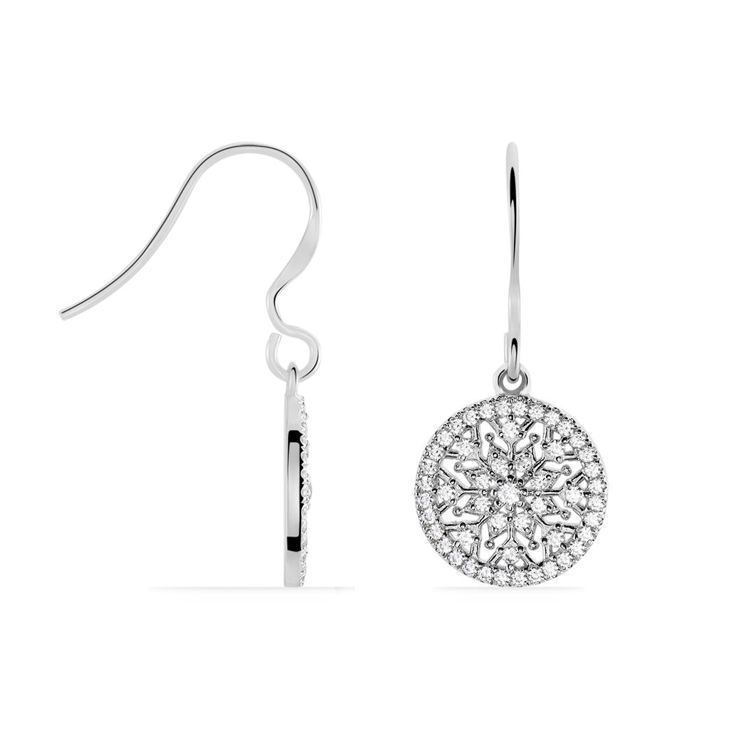 Boucles D'oreilles Pendantes Brunilda Argent Blanc Oxyde De Zirconium