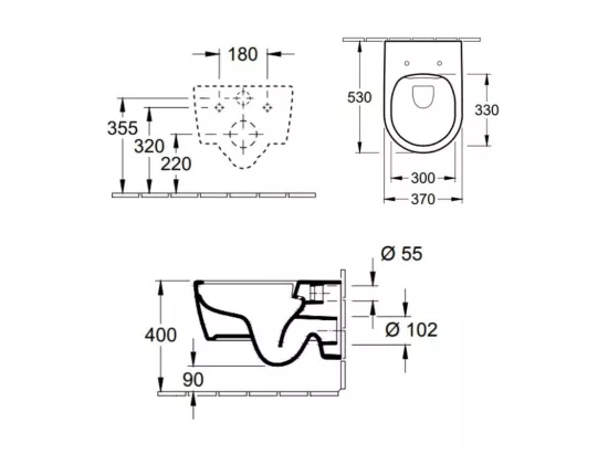 Pack WC suspendu sans bride VILLEROY ET BOCH Avento + abattant + plaque + bâti