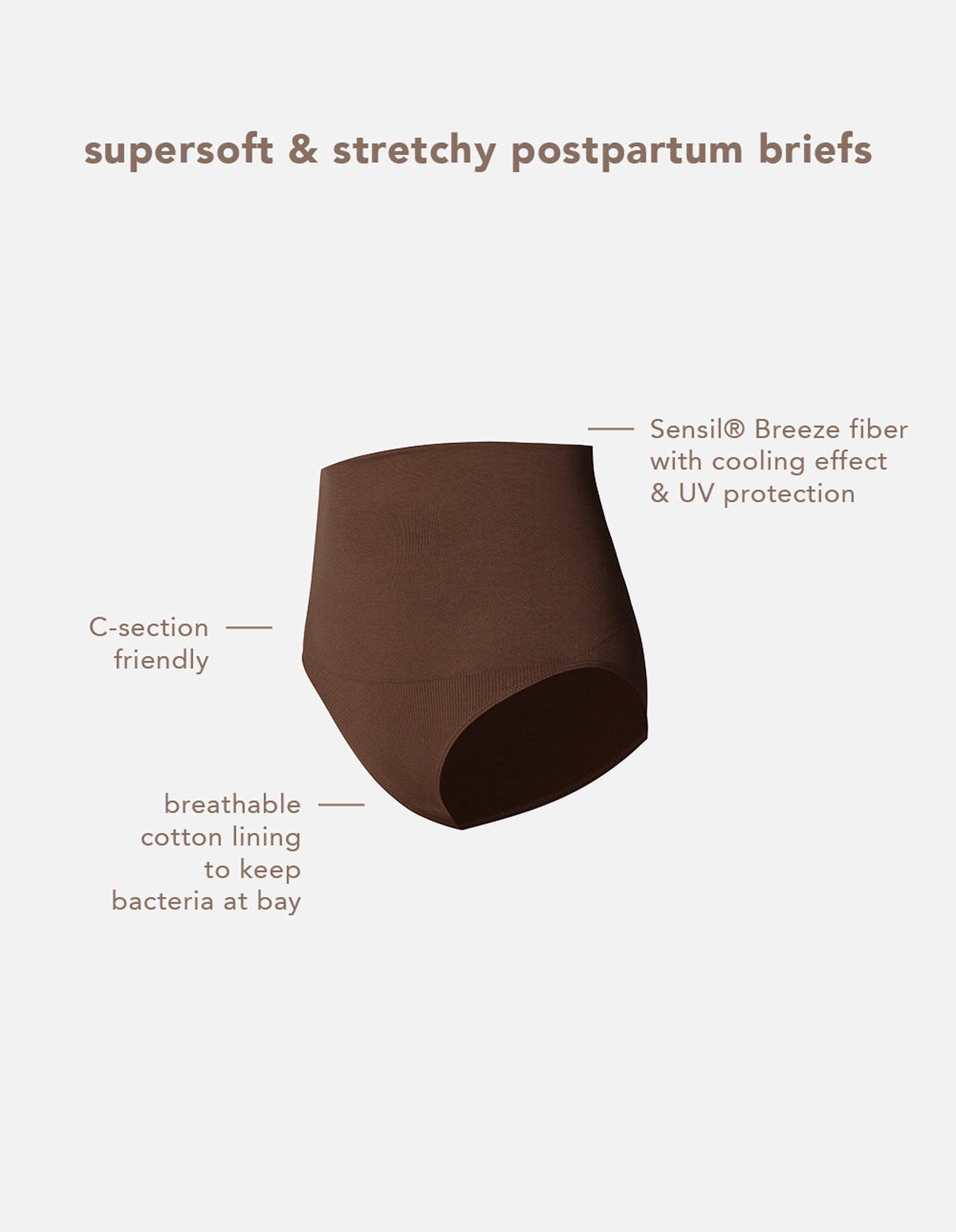 Noppies Nahtloser Slip Lee post partum Sensil® Breeze Coffee Bean
